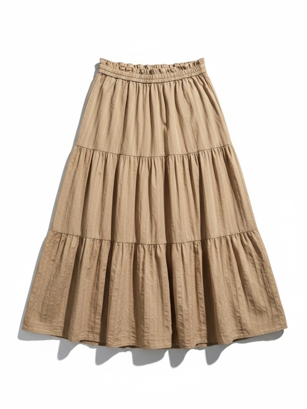Moon River Tiered Maxi Skirt in Tan size Large